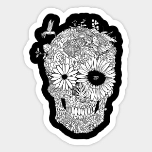 White flower skull Sticker